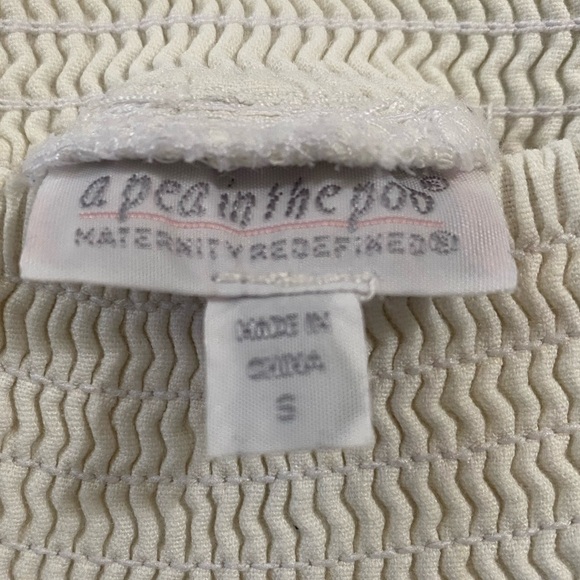 Maternity Pants White Linen Blend Underbelly Smocked Waist Pants Wide Leg SZ S/M - Picture 7 of 12